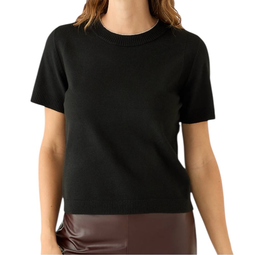 Vintage 80’s Hastings & Smith Black Short Sleeve Knit Sweater Women’s Large Chic